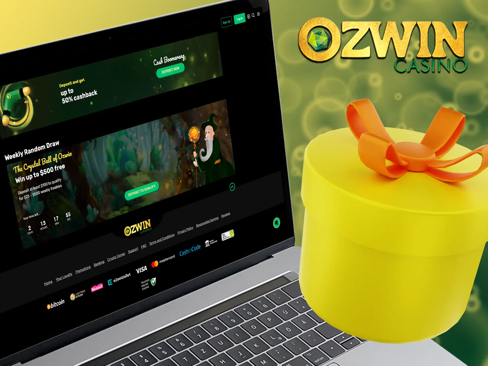 Ozwin players enjoy weekly deposit bonuses for their favorite games.