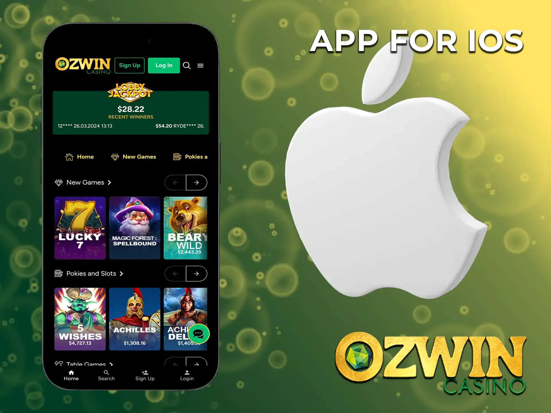 Our development team is working hard on a dedicated app to bring Ozwin Casino to iOS.